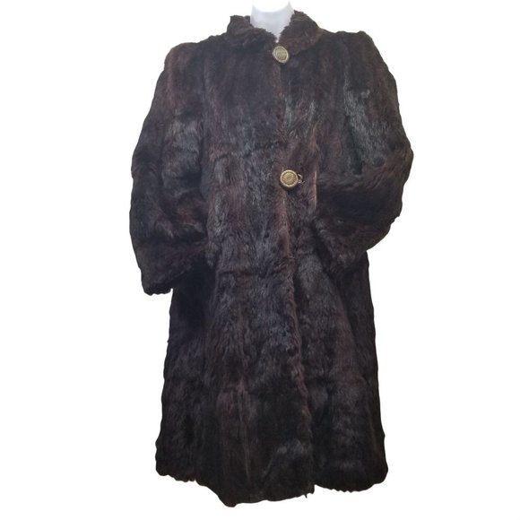 Brown M Fur Coat Pockets Cosplay Fashion Trench Woman Glam Starlet Luxury - Picture 14 of 14